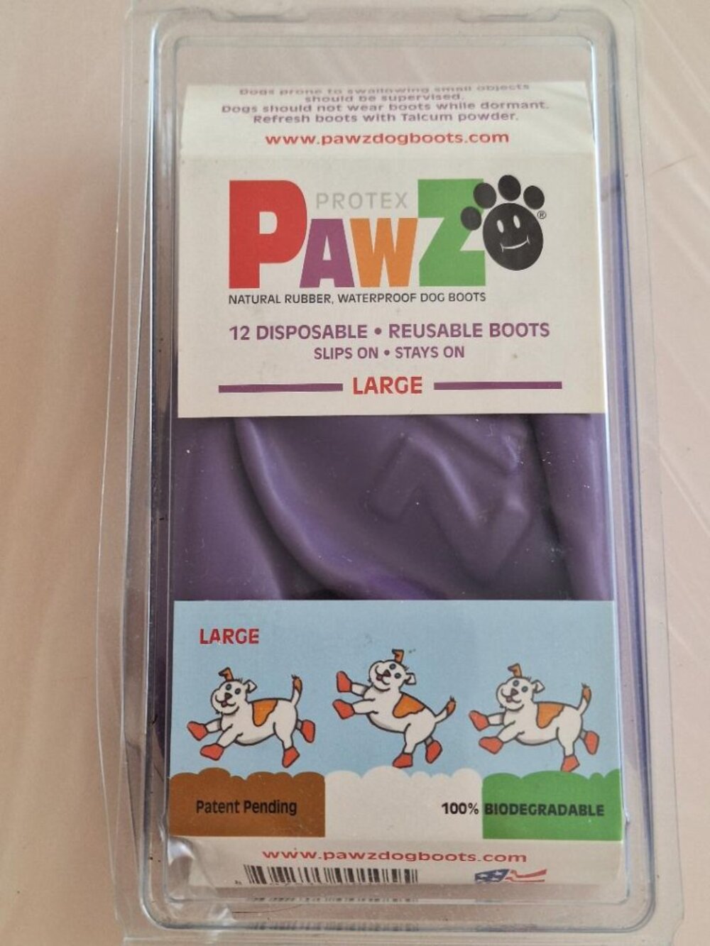 Pawz Waterproof Dog Boots, 12 count, Purple, Large - BNWT